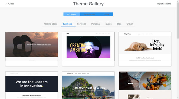 Weebly website builder theme gallery