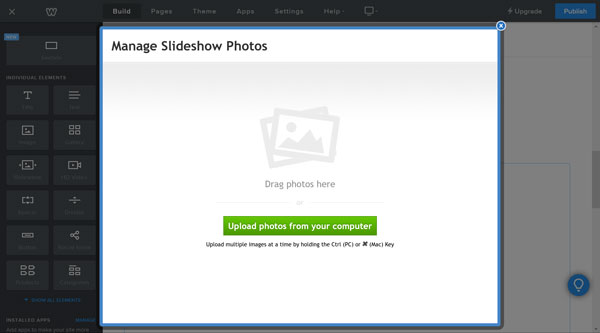 Weebly website builder, upload slideshow photos