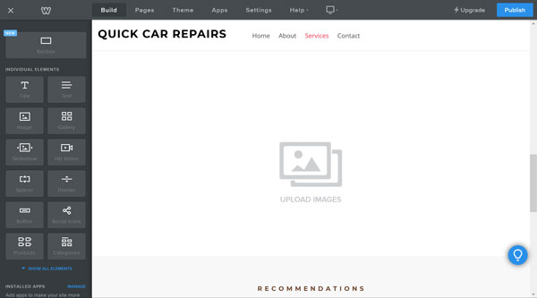 Weebly website builder gallery, upload images