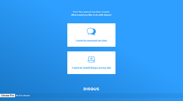 Disqus sign up on Weebly.