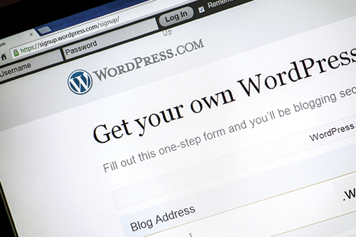 Wordpress page on computer screen.