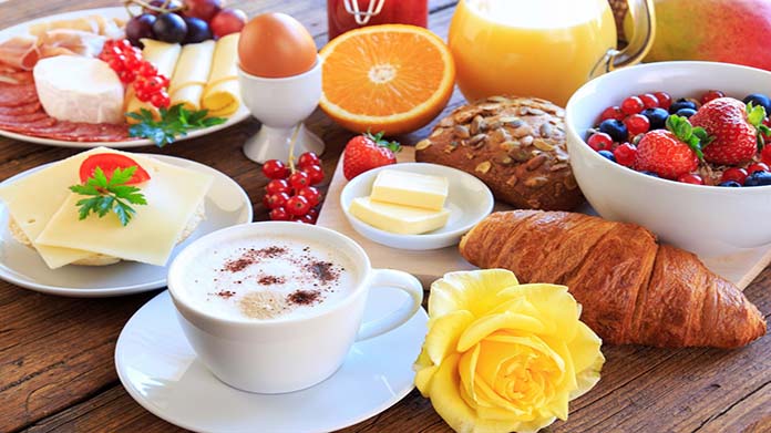 Image of luxurious, brightly colored breakfast