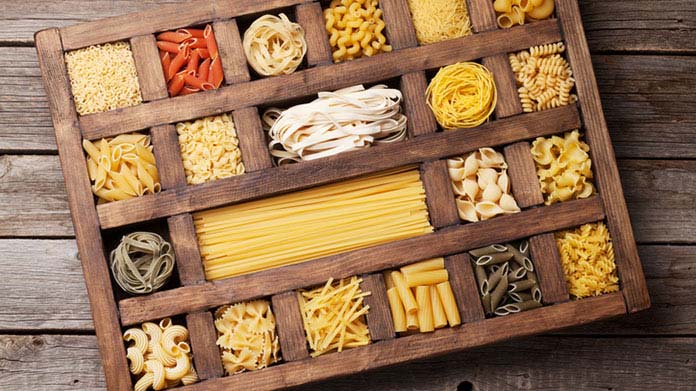 An assortment of dry pasta