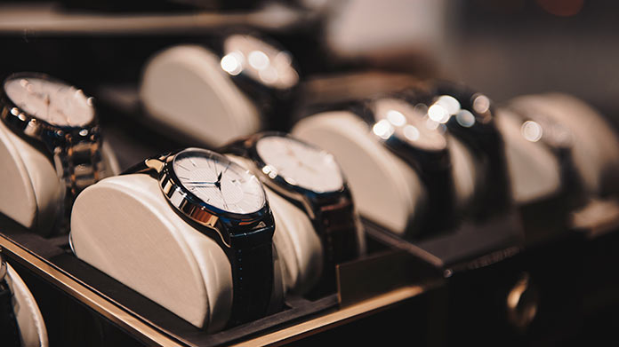 A variety of watches on display