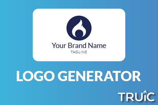 Graphic with a blue background and a white business card on top that says "Your Brand Name" on it.