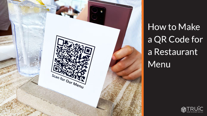 Sign with a QR Code for a restaurant menu.