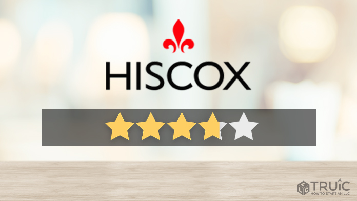 Hiscox logo with a star rating of 3.75/5