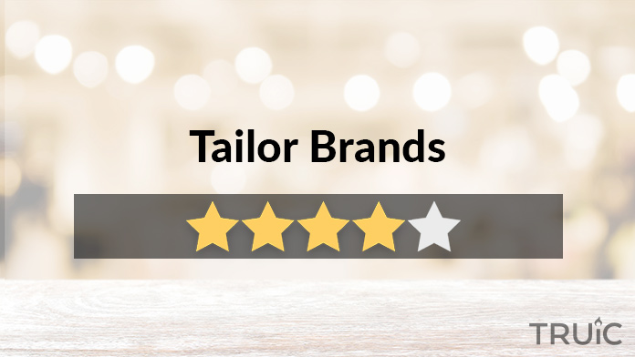 Tailor Brands logo above 4.5 stars.
