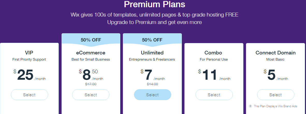 wix pricing unlimited