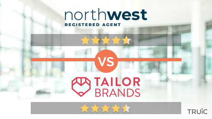 Northwest logo above 4.7 stars and Tailor Brands logo above 4.5 stars.