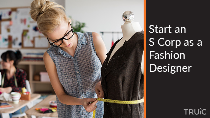 Fashion designer measuring dress mannequin.