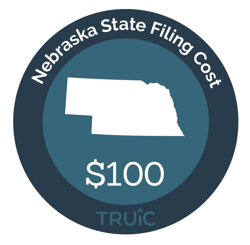 Nebraska State map icon with filing cost