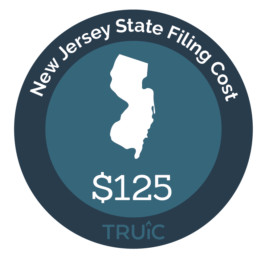 New Jersey State map icon with filing cost